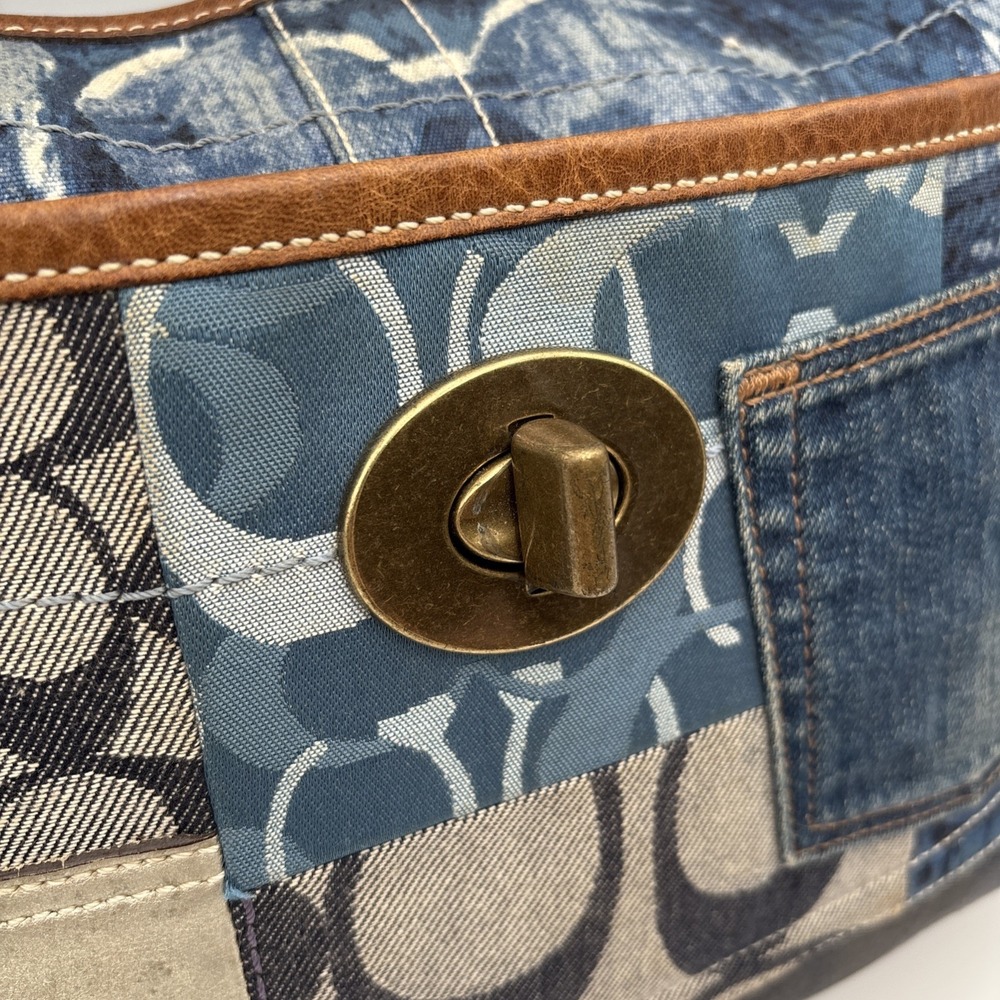 Coach Indigo Denim Blue Patchwork Ergo XL Hobo Handbag Purse Bag RARE Leather - Picture 3 of 16